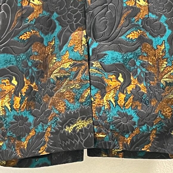 CHICO'S (NEW) Tapestry/Brocade Floral Long Line Blazer, Blk/Turq/Rust - 4/20-22 - Picture 6 of 10
